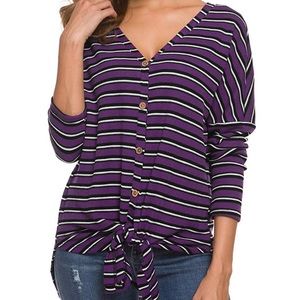 Womens Waffle Knit Tunic Blouse top loose fit